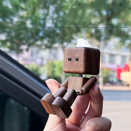 Wooden Car Air Freshener Diffuser - Multifunctional Fun Desk Decor with Shaking Legs, No Battery Needed, Natural Wood Design for Office & Home, Car Interior Accessories, Car Air Freshener, Playful Design, Natural Wood Finish, Without Battery Tudoushop
