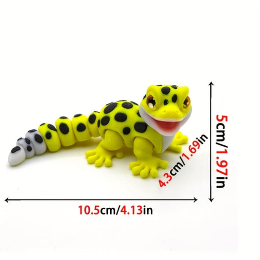 3D printed multi-color small gecko lizard statue - with artificial eyes, movable joints, chameleon reptile, suitable for indoor and outdoor, home and kitchen decoration Tudoushop