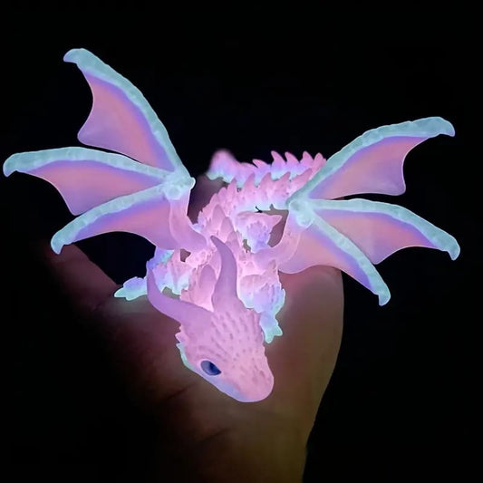 1pc 3D Printed Flexible Wing Dragon Statue, Mixed Color, Plastic, with Desktop Decoration, for Teenager and Adult 14+ Birthday Gift Tudoushop