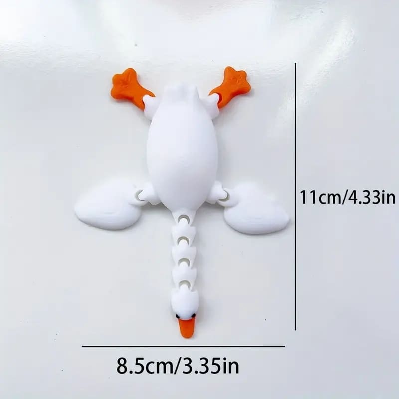 1pc 3D Printed Cute Big White Goose Model with Movable Limbs And Neck, Featuring a Flexible Plastic Animal Figurine with Movable Joints, Perfect for Creative Desktop Decoration. Tudoushop
